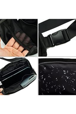 image-Black Waterproof Zipped Crossbody Chest Bag 20*5*14cm