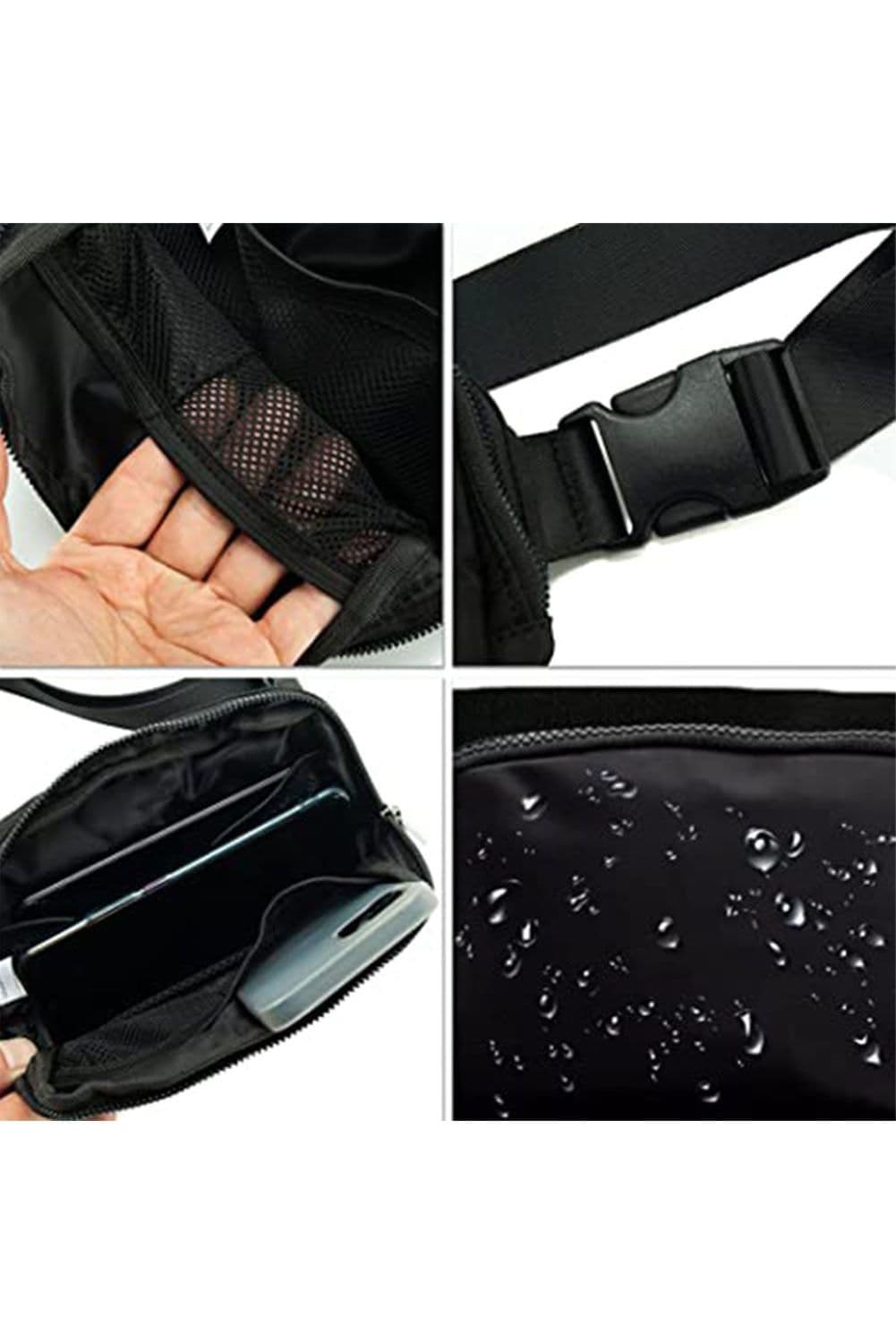 image-Black Waterproof Zipped Crossbody Chest Bag 20*5*14cm