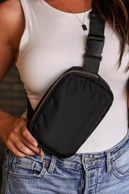image-Black Waterproof Zipped Crossbody Chest Bag 20*5*14cm