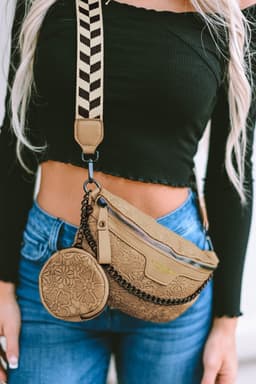 image-Camel Colorblock Strap Chain Shoulder Bag With Coin Purse