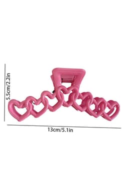 image-Rose Red Valentines Heart Shaped Large Hair Claw