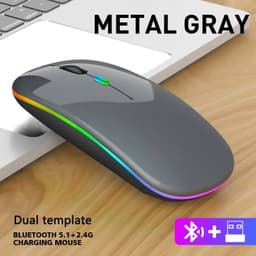 image-Wireless Mouse Bluetooth and 2.4GHz Dual Modes Rechargeable RGB Ergonomic Silent Click for PC iPad Laptop Cell Phone TV