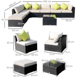 image-8 Pcs Rattan Sofa Set W/Cushions
