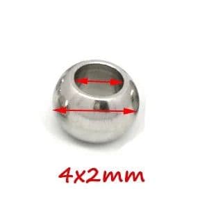 image-100pcs 2 mm-12 mm 316L Stainless Steel Beads European Ball Metal Big Hole Spacer Beads for Jewelry Making Diy Bracelet Necklace
