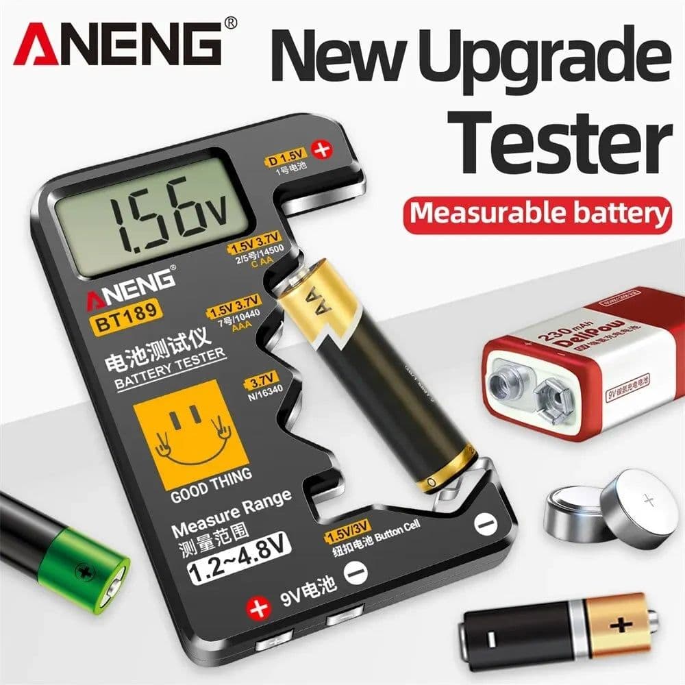 image-ANENG BT189 Button Cell Battery Tester 9V N D C AA AAA Universal Household LCD Display Battery Tester Power Bank Detectors Tools
