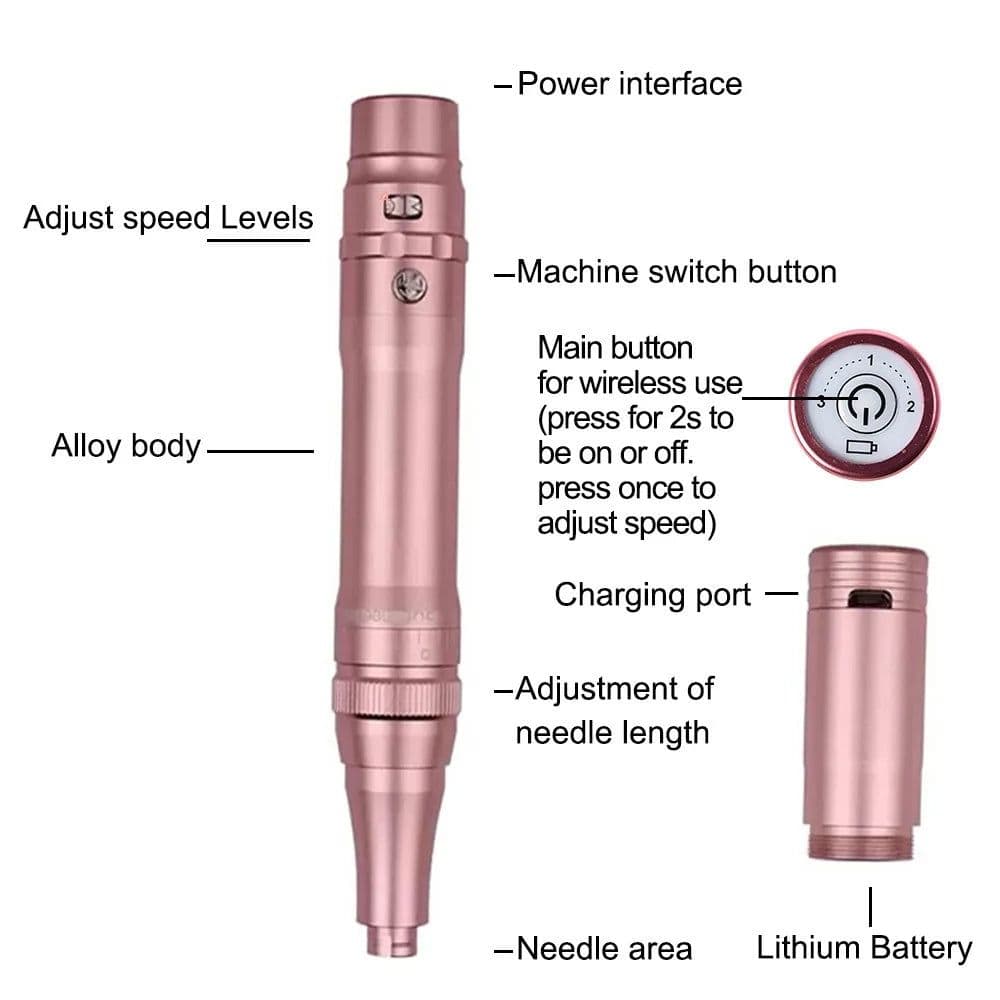 image-Rose Gold Professional Wireless Permanent Makeup Machine Pen Beauty Eyebrow Tattoo Machine