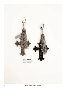 image-Dangle and Drop Earrings with cross pendants, tassels and crystals in