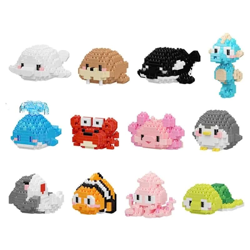 image-Creative Ocean World Animal Particle Building Blocks Toys Children's Toys Mini Animal Model Educational Toys Compatible Building