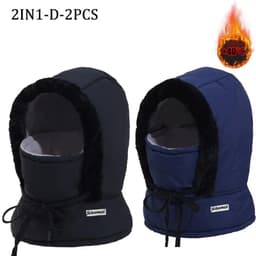image-Cold Weather Thermal Balaclava Scarf Winter Windproof Hood Hat Plush Neck Warmer Ski Face Mask for Outdoor Activities