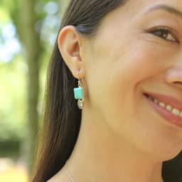 image-Boucles d'oreilles “Succès et Sérénité” en Turquoise, Topaze et Argent