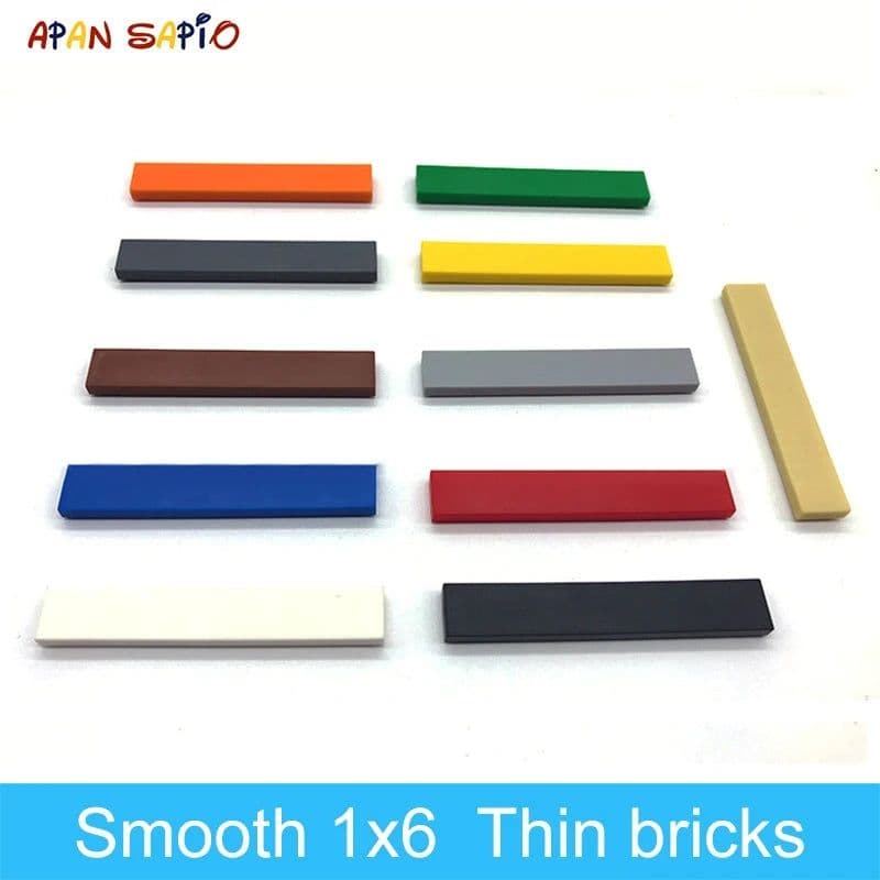 image-100pcs DIY Building Blocks Figure Bricks Smooth 1x6 11Colors Educational Creative Size Compatible With Brand Toys for Children