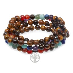image-Bracelet mala 7 Chakras de Guérison en Oeil de Tigre