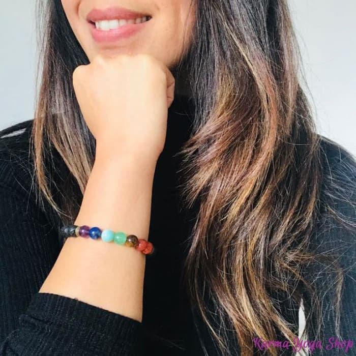 image-Bracelet "Guérison des 7 chakras" en Pierres de Lave