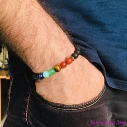 image-Bracelet "Guérison des 7 chakras" en Pierres de Lave