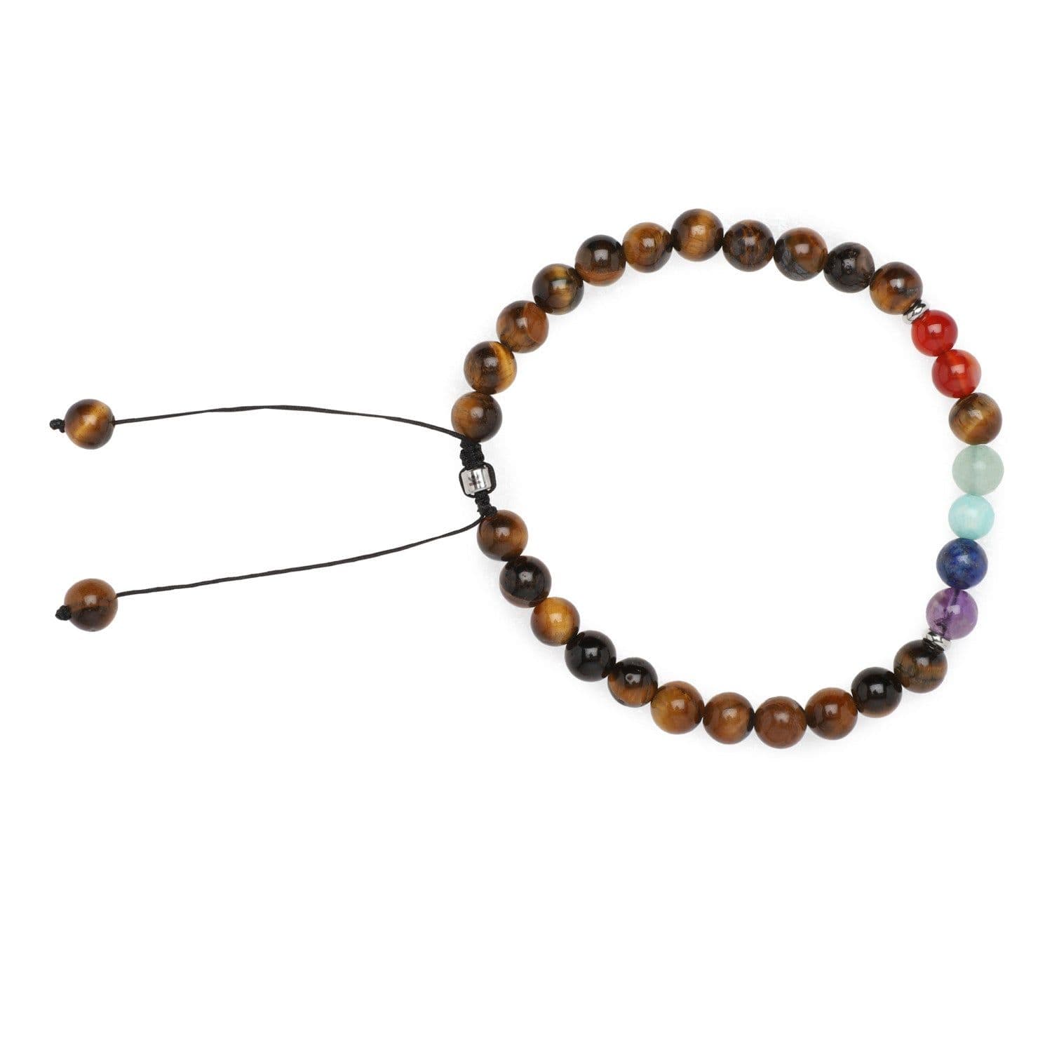 image-Bracelet 7 Chakras "Confiance en Soi" en Oeil de Tigre