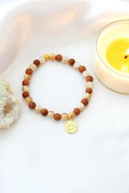 image-Goldstone Elastic Bracelet | 24K Lotus Flower