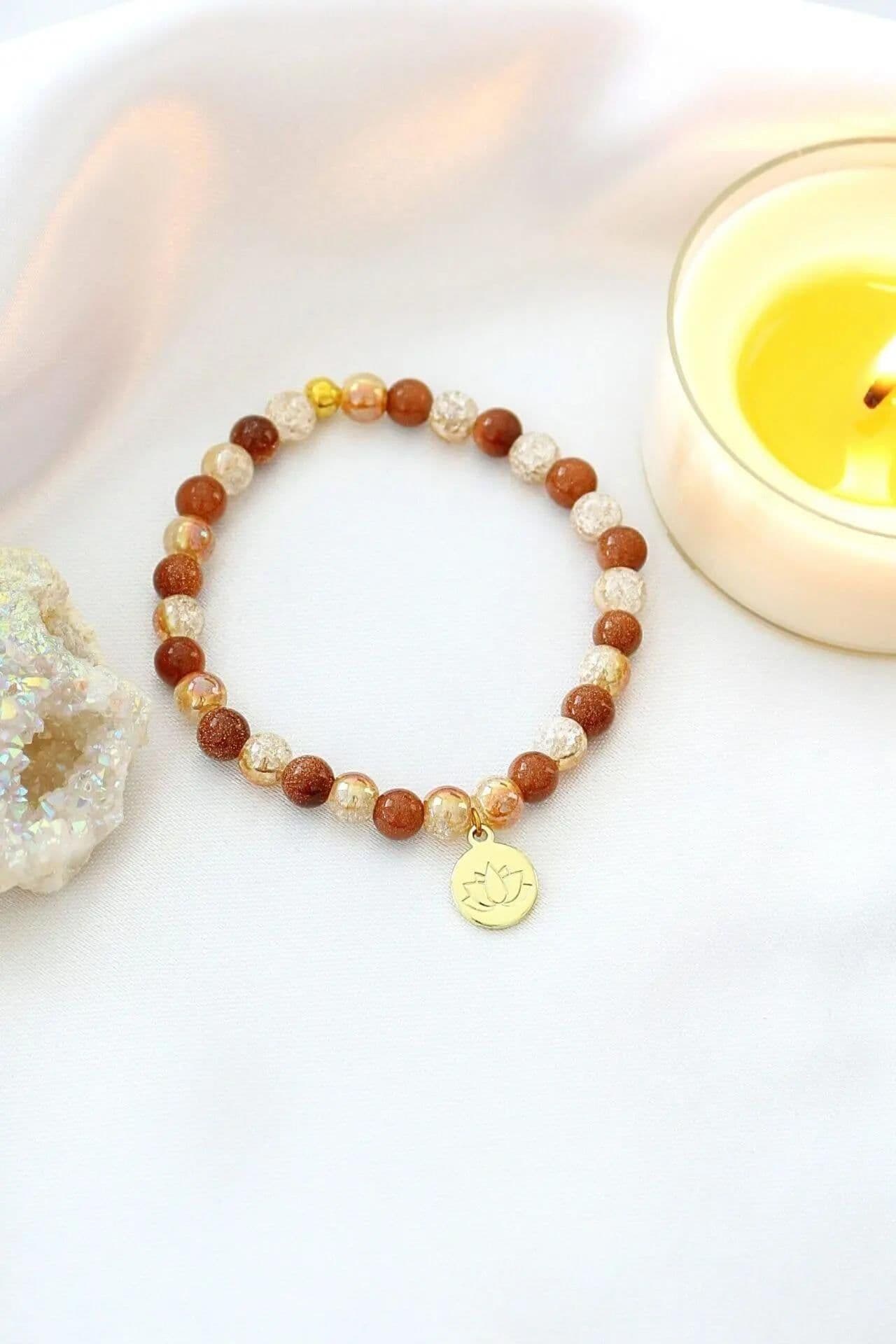 image-Goldstone Elastic Bracelet | 24K Lotus Flower