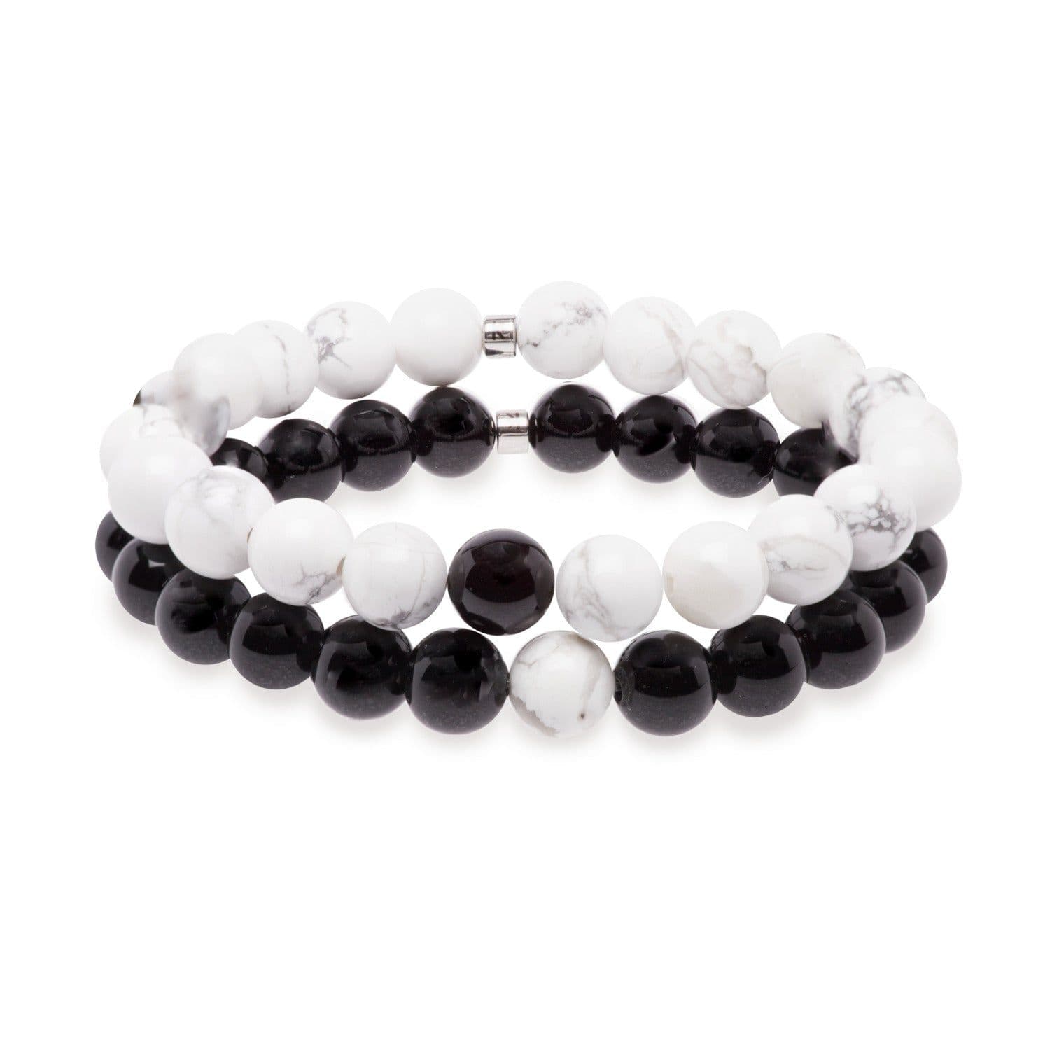 image-Bracelets Distance™ en Howlite Blanche et Agate Noire