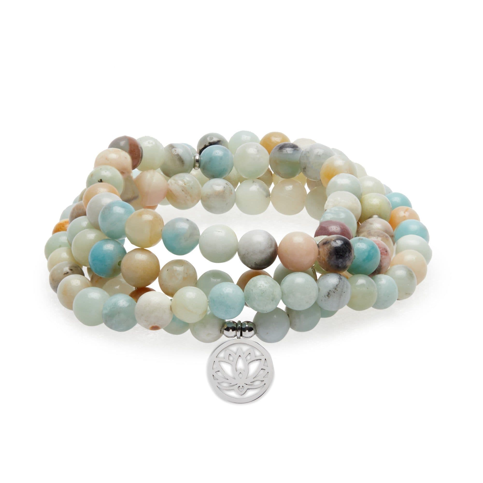 image-Bracelet Mala "Lotus" de 108 perles en Amazonite
