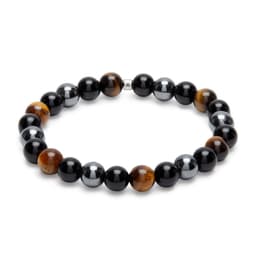 image-Bracelet "Triple Protection" en Oeil de Tigre, Hématite et Obsidienne