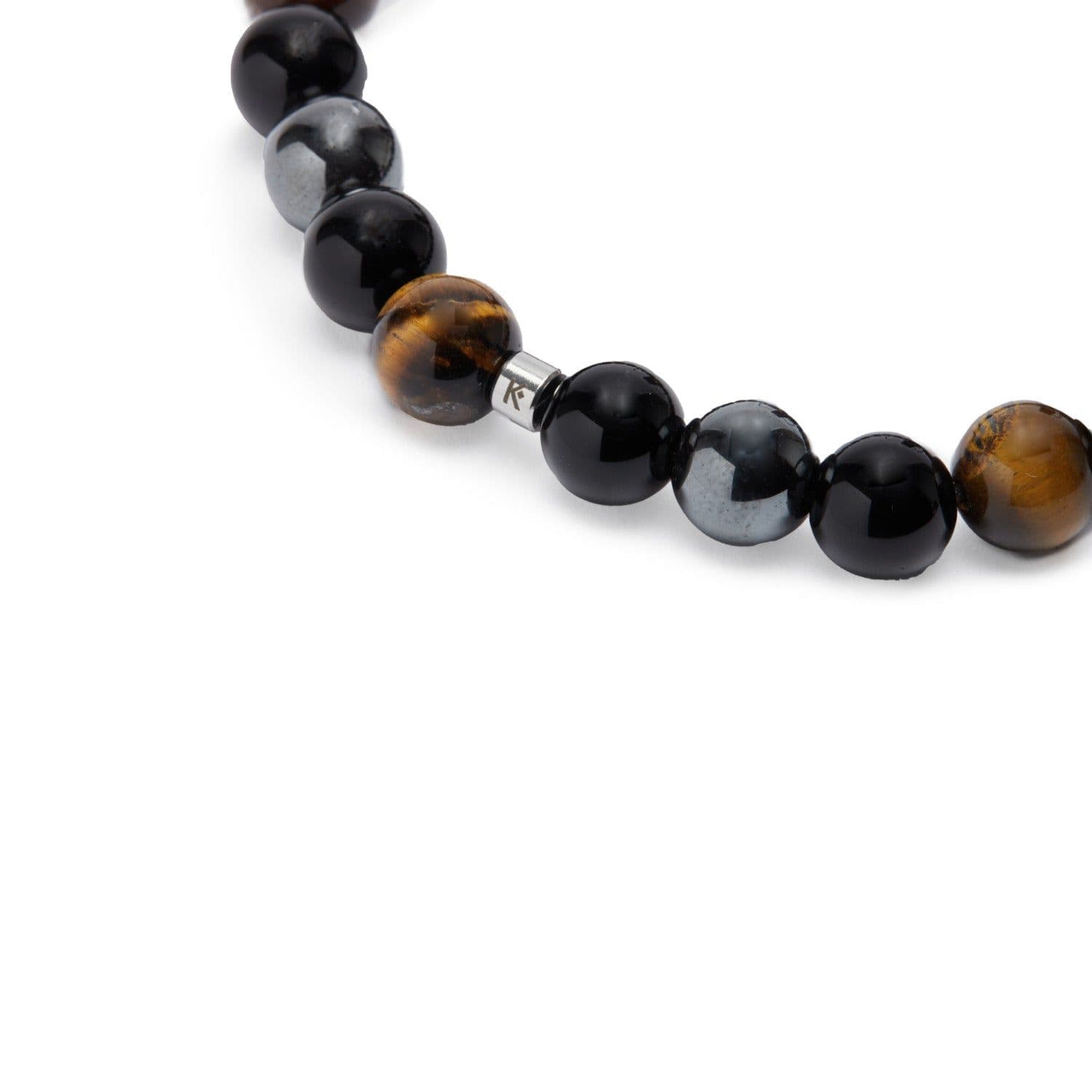 image-Bracelet "Triple Protection" en Oeil de Tigre, Hématite et Obsidienne