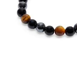 image-Bracelet "Triple Protection" en Oeil de Tigre, Hématite et Obsidienne
