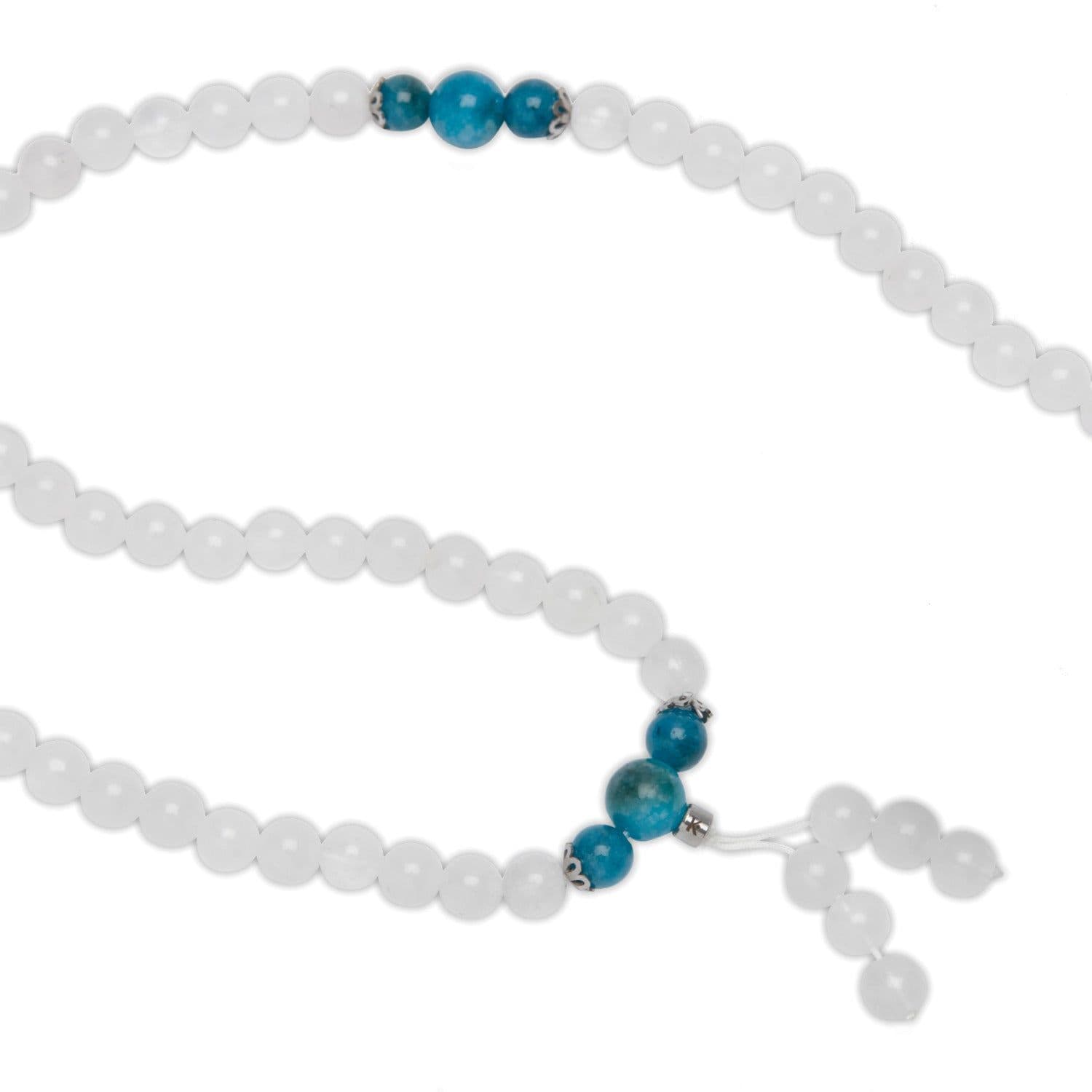 image-Bracelet Mala "Guan Yin" en Pierre de Lune et Apatite Bleue