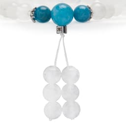 image-Bracelet Mala "Guan Yin" en Pierre de Lune et Apatite Bleue