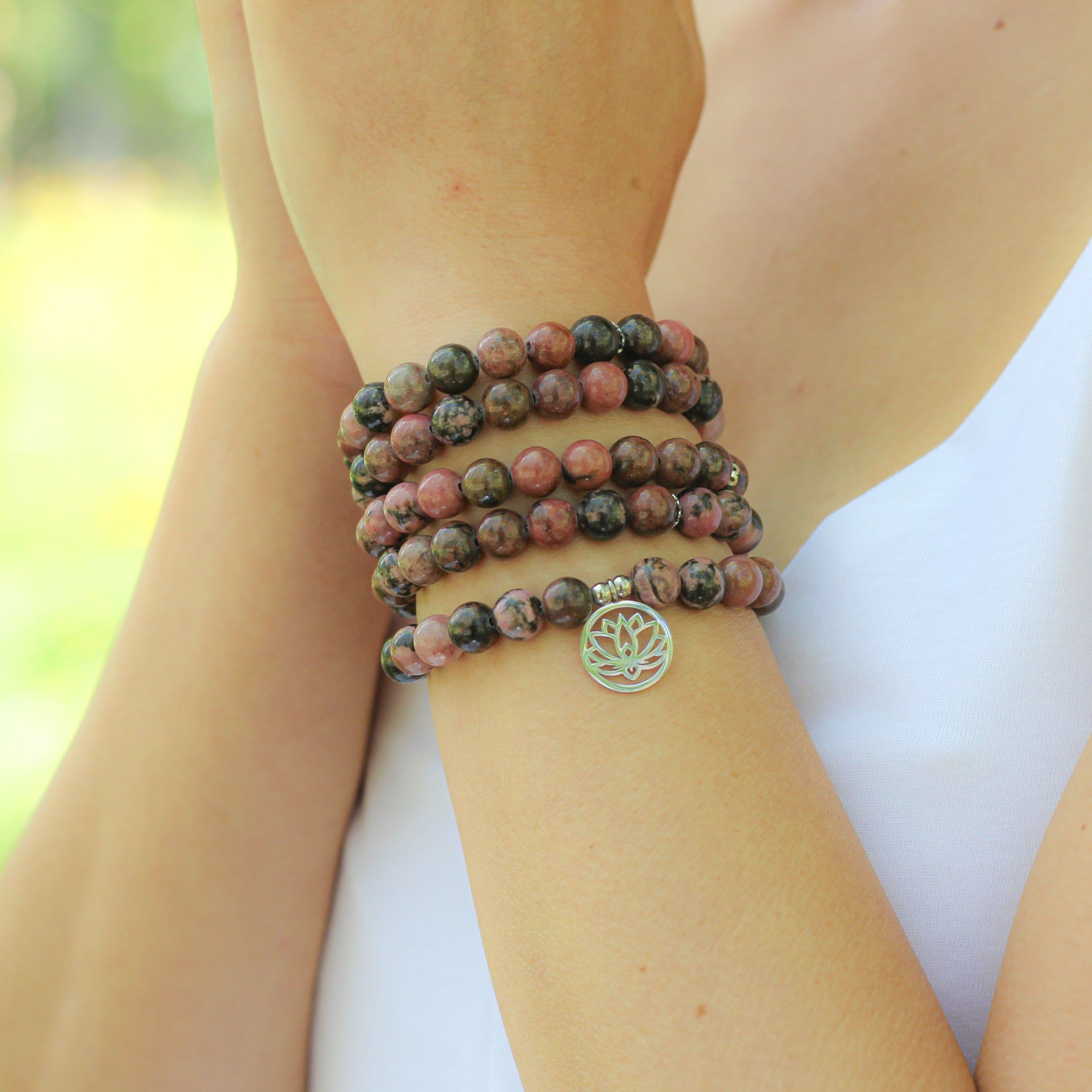 image-Bracelet Mala "Maîtrise des Emotions" de 108 perles en Rhodonite