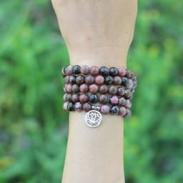 image-Bracelet Mala "Maîtrise des Emotions" de 108 perles en Rhodonite