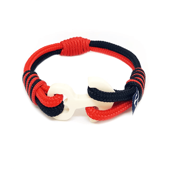 image-Wood Anchor Black and Red Nautical Bracelet