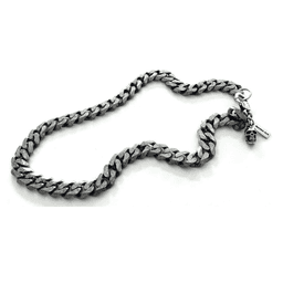 image-Silver skull and chain mens necklace. Mens gift, Gift for Men.