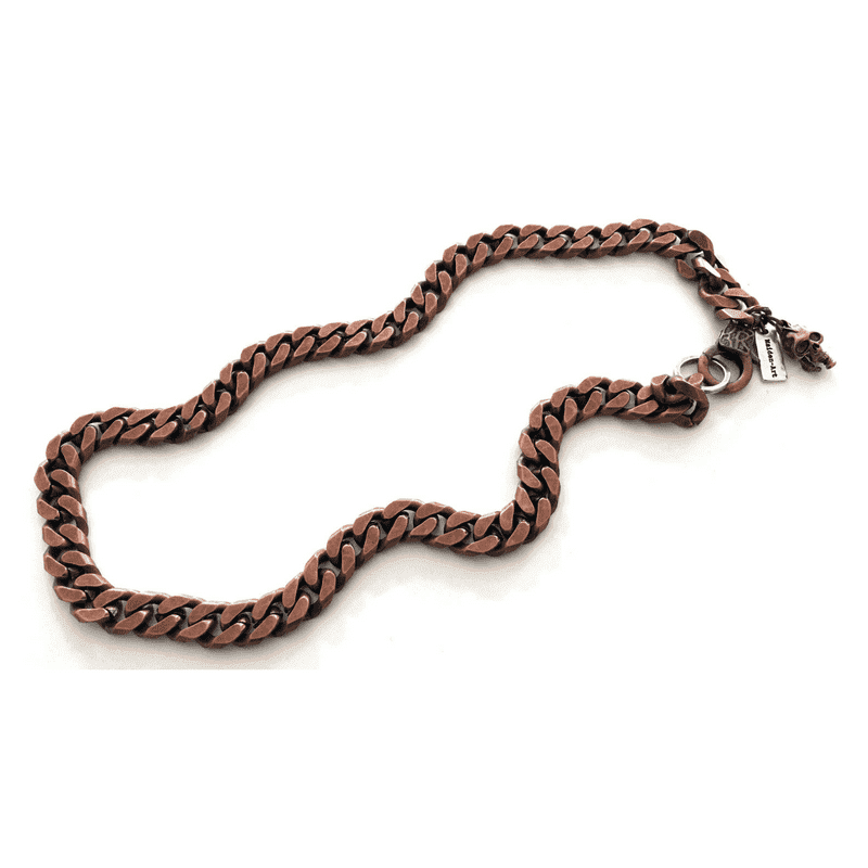 image-Silver skull and chain mens necklace. Mens gift, Gift for Men.