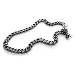 image-Silver skull and chain mens necklace. Mens gift, Gift for Men.