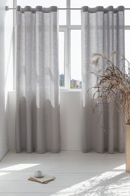 image-Light Grey linen curtain with grommets