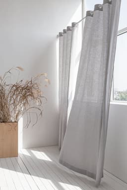 image-Light Grey linen curtain with grommets