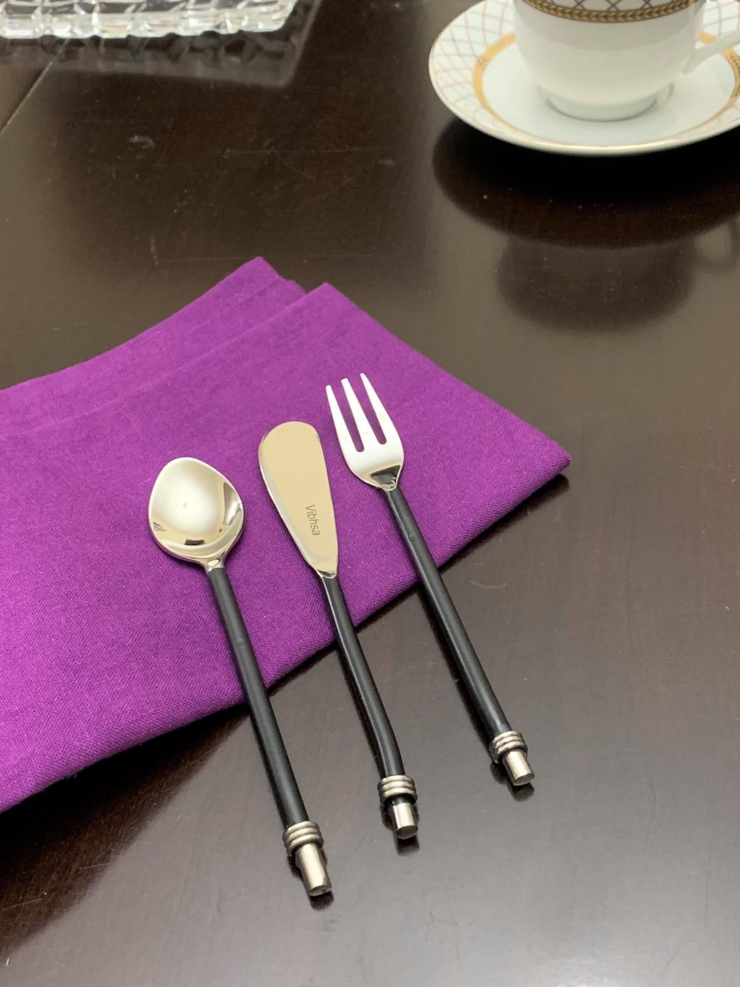 image-Vibhsa Black Silverware 18 Pc's Breakfast Set (Service for 6)