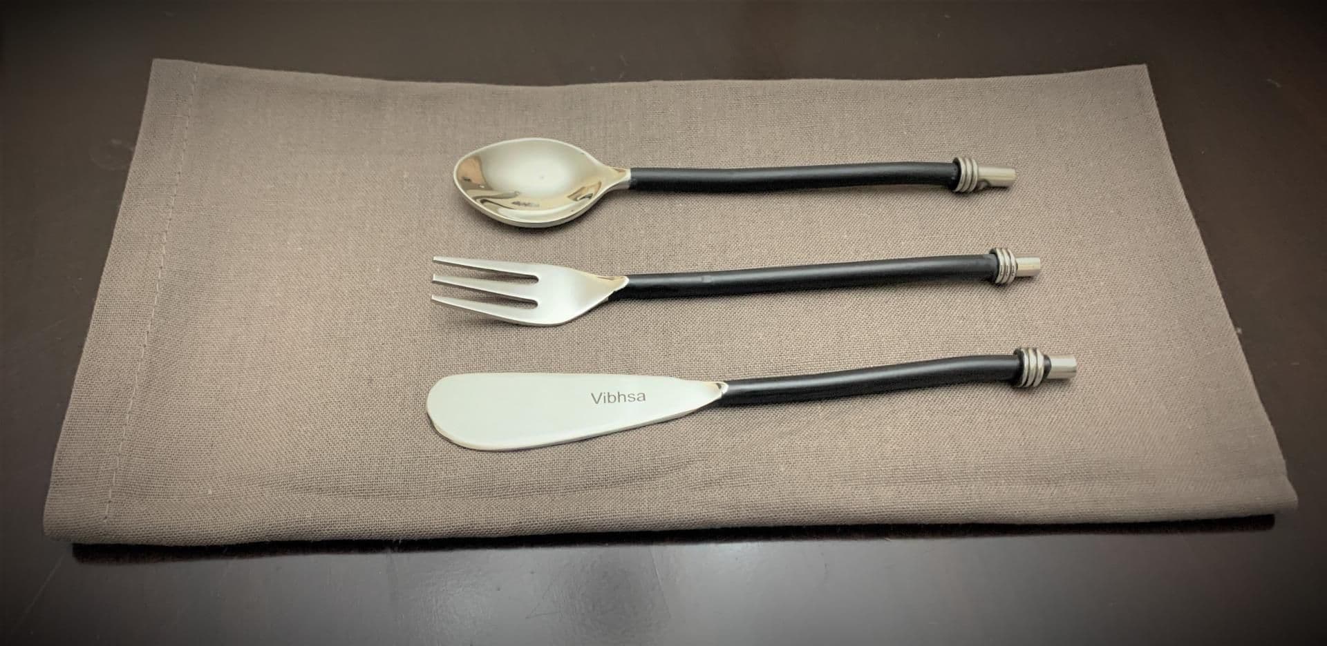 image-Vibhsa Black Silverware 18 Pc's Breakfast Set (Service for 6)