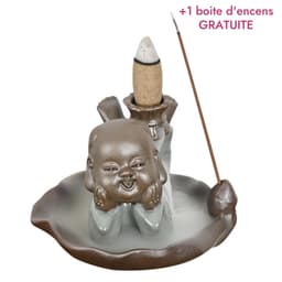 image-Brûleur d'encens en céramique "Petit Moine de la Relaxation"