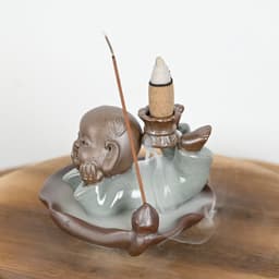 image-Brûleur d'encens en céramique "Petit Moine de la Relaxation"