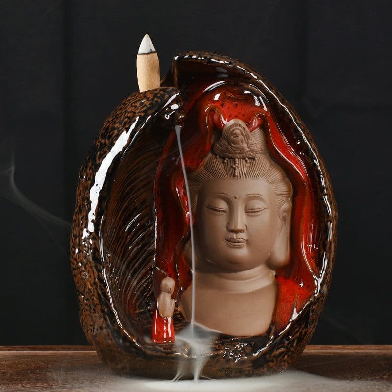 image-Brûleur d'encens en céramique "Compassion de la Guan Yin"