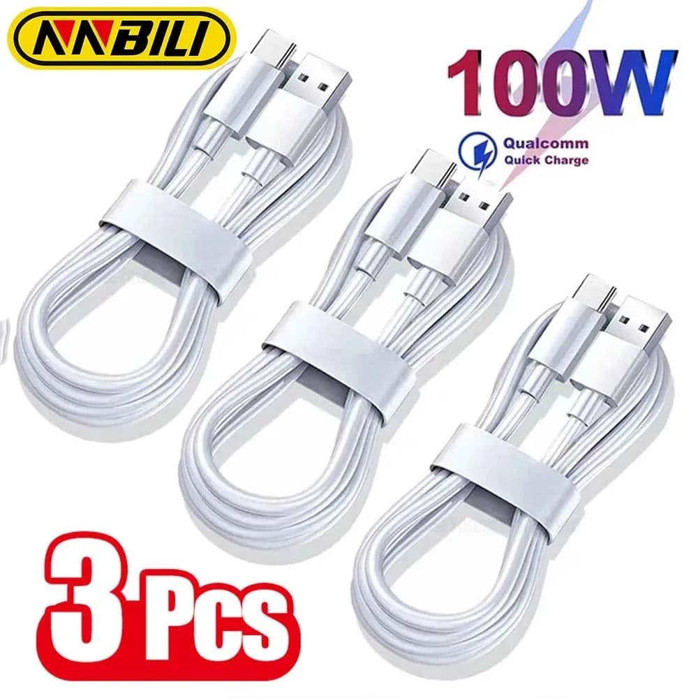 image-NNBILI 1-3PCS 10A 100W Type C Super Fast Charging Cable Data Cord For Huawei OPPO vivo iQoo Quick Charing USB C Cables