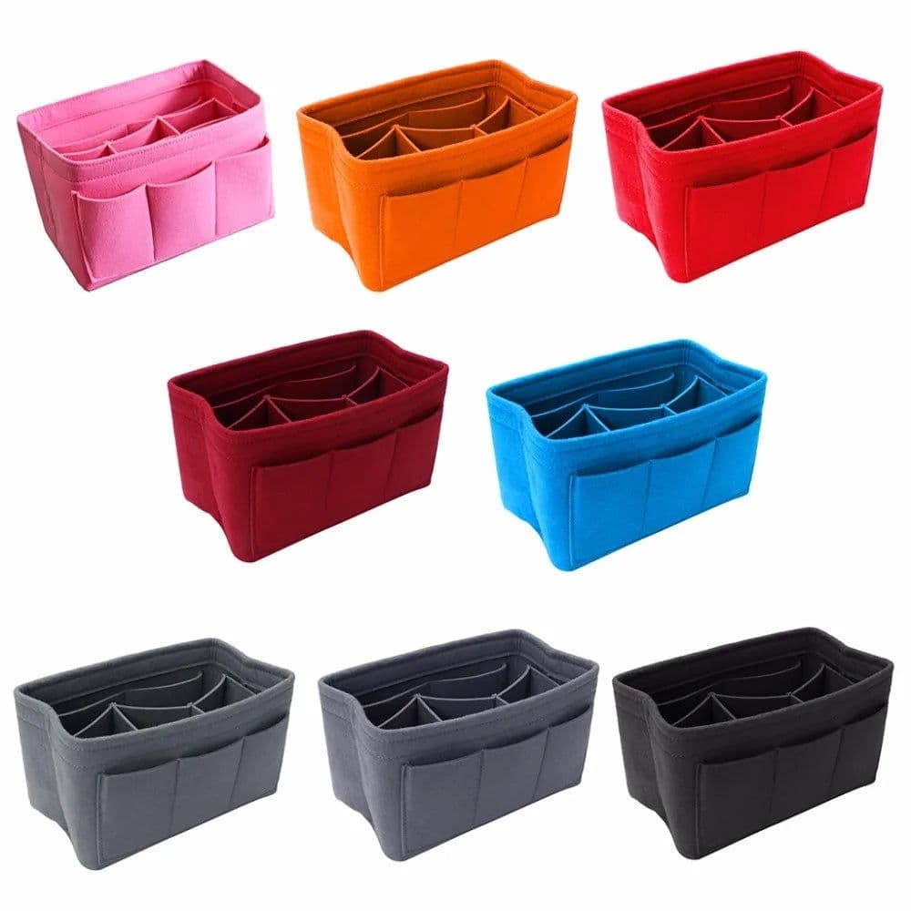 image-Felt Makeup Bag Organizer Insert Bag Handbag Multi-functional Travel Cosmetic Case Girl Toiletry Storage Bags 2019