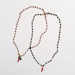 image-Rosary Choker Necklace with Lucky Charm in 2 Colors.