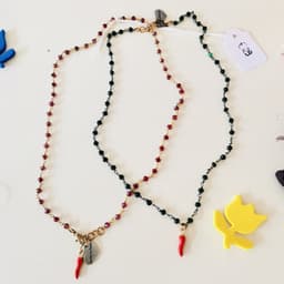 image-Rosary Choker Necklace with Lucky Charm in 2 Colors.