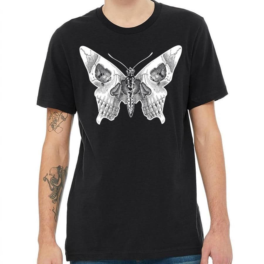 image-Butterfly Skull Men's T-Shirt - Eco-Friendly Print USA - Sizes S-XXL