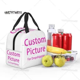 image-Custom Photo Logo Lunch Box Waterproof Customized DIY Print Cooler Thermal Food Insulated Lunch Bag Portable Picnic Tote Bags