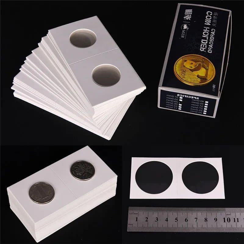 image-50pcs/Set 23-40mm Sizes Protective Coin Paper Clip Collecting Money Penny Storage Case Stamp Coin Holders Cover Case Storage