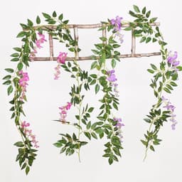 image-Artificial Flower Wisteria Vine Ivy Leaf Garland Silk Rose Flowers Rattan String Vine Wedding Arch Flower Home Garden Decoration