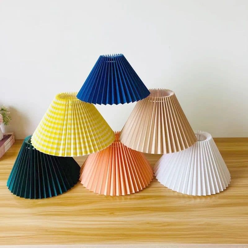 image-Pleated KD table lamp lampshade E27 Korea ins wall lamp lampshade modern minimalist DIY Nordic washable lampshade